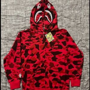 Bape Red Camp Zip Up